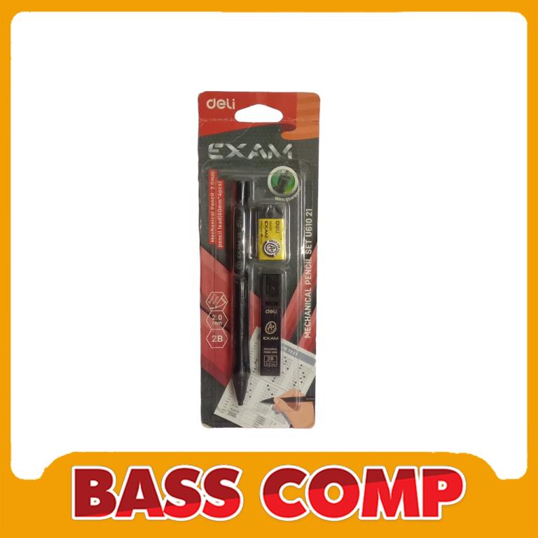 PENSIL MEKANIK DELI EXAM 2B 2.0 MM SET REFILL DAN PENGHAPUS #1