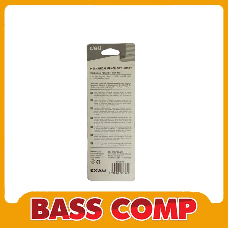 PENSIL MEKANIK DELI EXAM 2B 2.0 MM SET REFILL DAN PENGHAPUS #3
